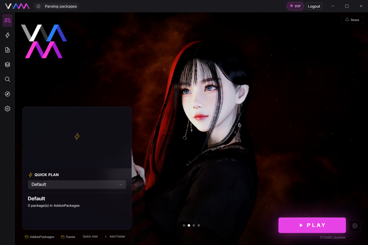 Virt-A-Mate Unofficial Launcher — Start page